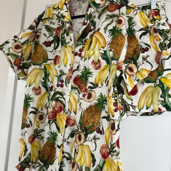 Ephemera Tropicana Siesta Coords Shirt And Shorts Set Fruit Printed Linen Sz 4 - Picture 8 of 13